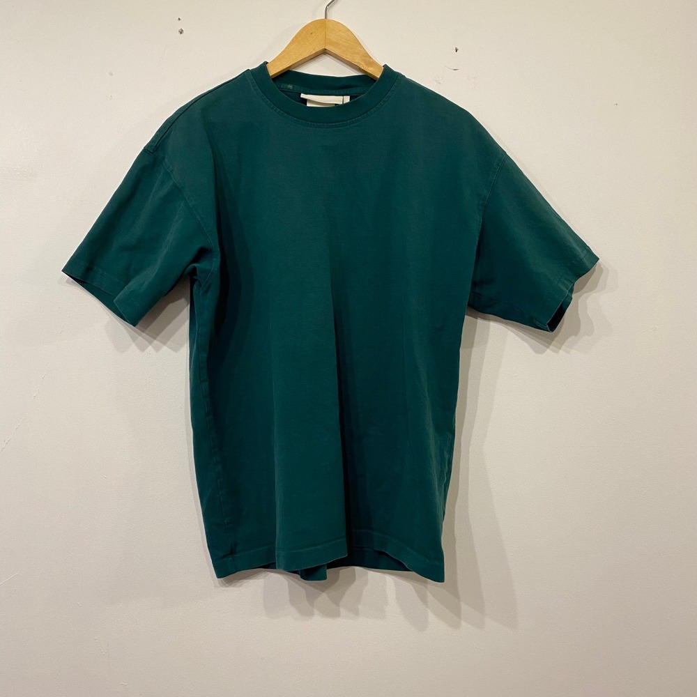 HM Mens Relaxed Fit Crew Neck T-Shirt Forest Green Size M Short Sleeve Cotton
